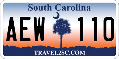 SC license plate AEW110