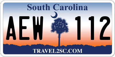 SC license plate AEW112