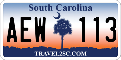 SC license plate AEW113