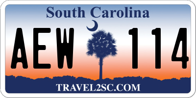 SC license plate AEW114