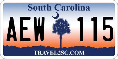 SC license plate AEW115