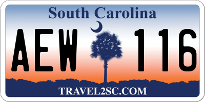 SC license plate AEW116
