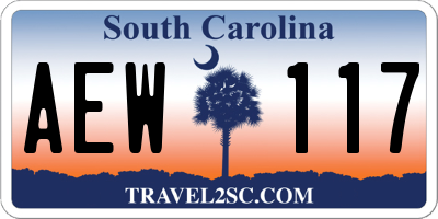 SC license plate AEW117