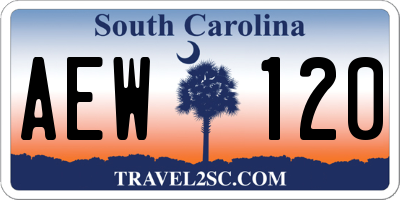 SC license plate AEW120