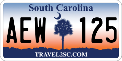 SC license plate AEW125