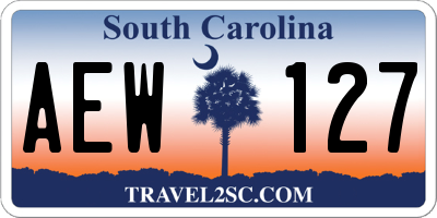 SC license plate AEW127