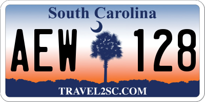 SC license plate AEW128