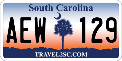 SC license plate AEW129