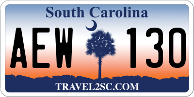 SC license plate AEW130