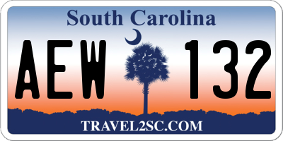 SC license plate AEW132