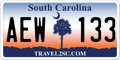 SC license plate AEW133
