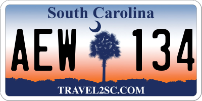 SC license plate AEW134