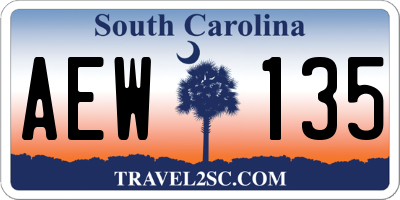 SC license plate AEW135