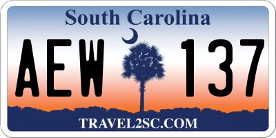 SC license plate AEW137