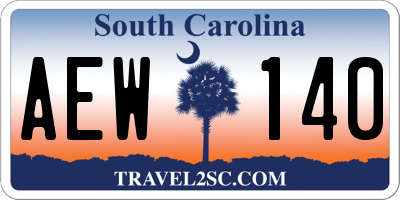 SC license plate AEW140