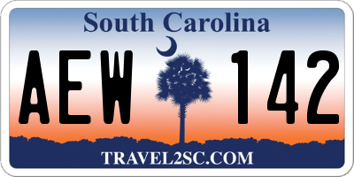 SC license plate AEW142