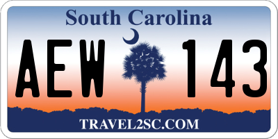 SC license plate AEW143