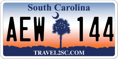 SC license plate AEW144