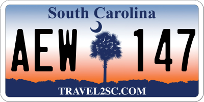 SC license plate AEW147
