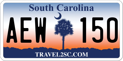 SC license plate AEW150