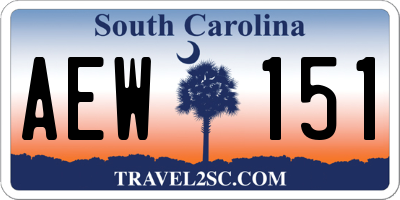 SC license plate AEW151