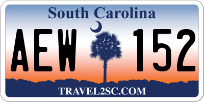 SC license plate AEW152