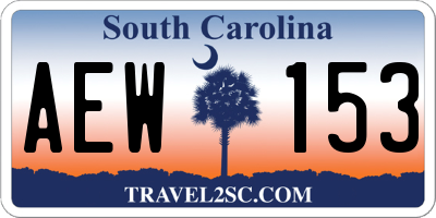 SC license plate AEW153