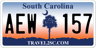 SC license plate AEW157