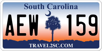 SC license plate AEW159