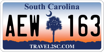 SC license plate AEW163