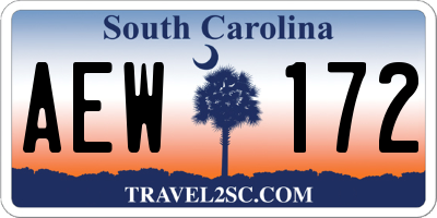 SC license plate AEW172