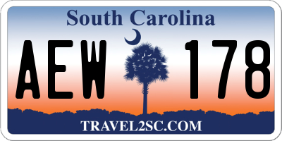 SC license plate AEW178