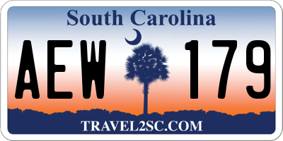 SC license plate AEW179