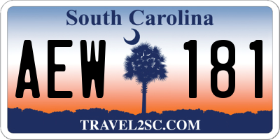 SC license plate AEW181