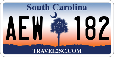 SC license plate AEW182