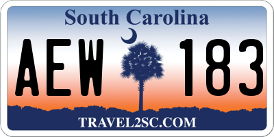 SC license plate AEW183