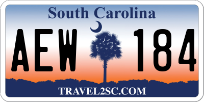 SC license plate AEW184