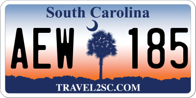 SC license plate AEW185