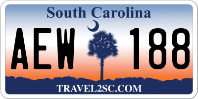 SC license plate AEW188