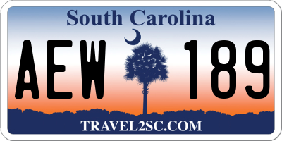 SC license plate AEW189