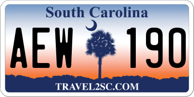 SC license plate AEW190