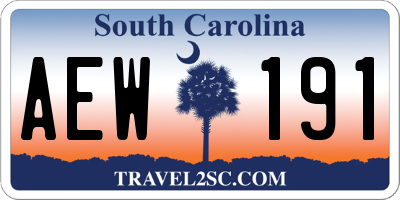 SC license plate AEW191