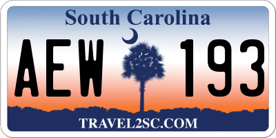 SC license plate AEW193