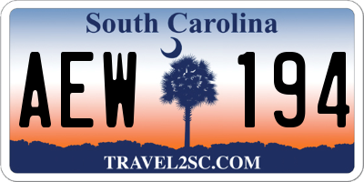 SC license plate AEW194