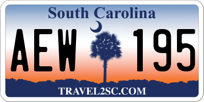 SC license plate AEW195