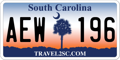 SC license plate AEW196