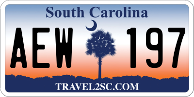 SC license plate AEW197
