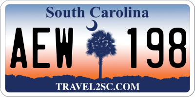 SC license plate AEW198