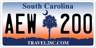 SC license plate AEW200
