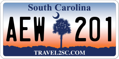 SC license plate AEW201